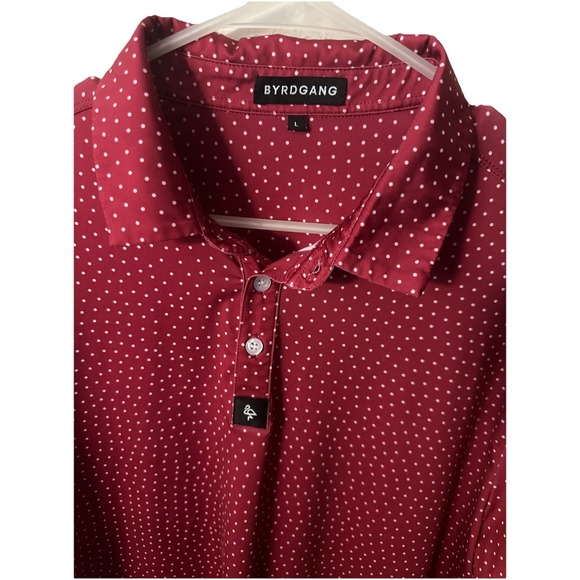 Byrdgang Men's Polo Golf Shirt Maroon US Size Large Short Sleeve - Picture 2 of 4